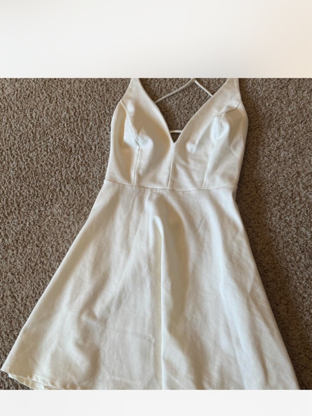 Lulu's Cream Strapless V-Neck A-Line Dress